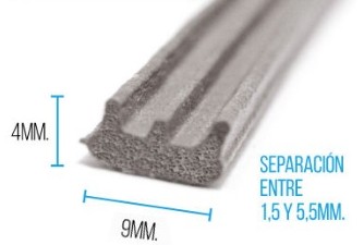 BURLETE AUTOAHDESIVO PERFIL E GRIS