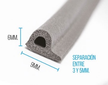 BURLETE AUTOAHDESIVO PERFIL P GRIS